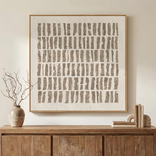 Framed Neutral Beige Abstract Canvas Prints Wall Art Decor, 30x30 In by Cuspin