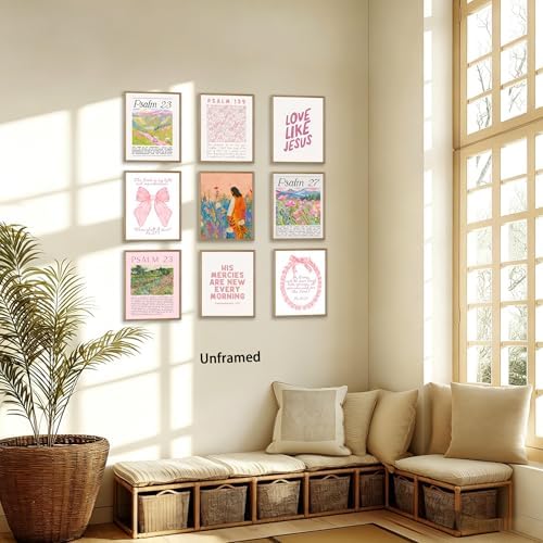 Msvenors Pink Christian Posters Wall Art Set of 9, Bible Verse Canvas Wall - Image 5