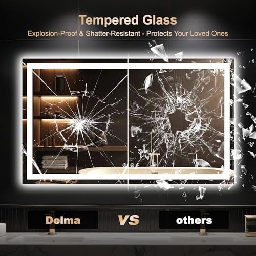 Delma LED Mirror for Bathroom 30x50 Inch, Dimmable Front & Backlit Vanity Mirror - Image 5