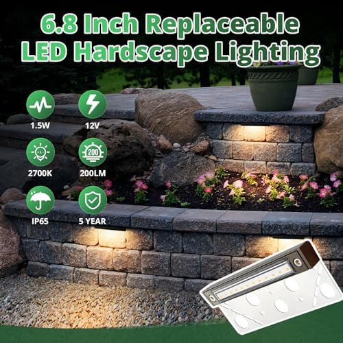 GKOLED Replaceable 6.8" LED Hardscape Lighting, Low Voltage Outdoor - Image 4