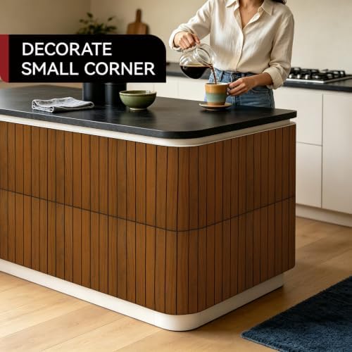 CUCOS Dark Brown PVC Slat Wall Panels, 11.8 in Square, 10 Pack - Image 2