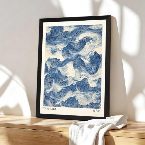 Black Framed Yasuragi Waves Canvas Wall Art 8x10in - Image 7