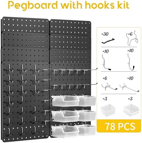 Peg board, Metal Pegboard for Tools, 8 Pack Black Wall Organizer - Image 2