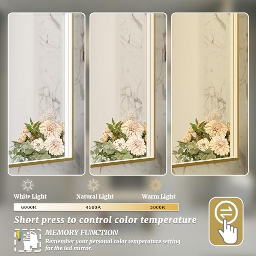 24x36 Inch LED Bathroom Mirror, Wall Mouted LED Vanity Mirror - Image 5