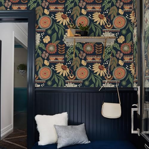 Simon&Siff Boho Sun Floral Retro Peel and Stick Wallpaper 17.3" x 1200" - Image 6