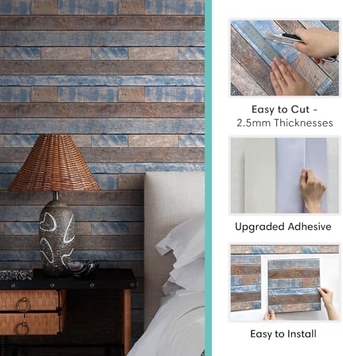 Commomy 3D Faux Wood Peel and Stick Wall Tiles 10 Pcs 11.8" x 11.8" - Image 5