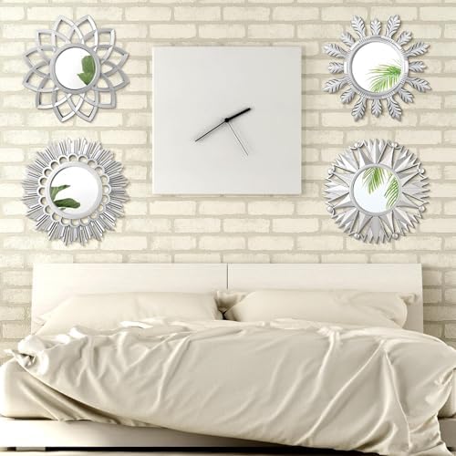 Dandat 4 Pack Round Mirrors for Wall Sunburst Floral Home Decor - Image 2