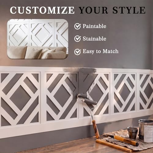 Threehoney 10 Pack Wainscoting Panels 24 x 24 Inch, Covers 40 Ft², Paintable 3D - Image 5