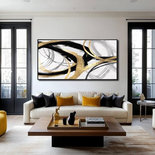 Abstract Wall Art Pictures for Living Room Gold Wall Decor Line Art for Bedroom - Image 2