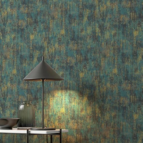 HueBurst 17.3"x 120" Blue Vintage Metallic Wallpaper Peel and Stick by HueBurst
