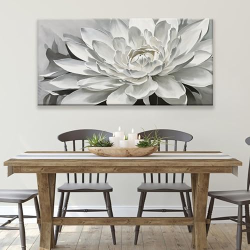 TAIJXAGSG Wall Art Living Room Flower White Wall Art Modern Canvas Art Wall - Image 3