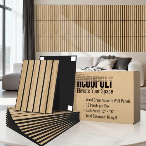 Wood Grain Acoustic Panels, 3D Grooved Sound Absorbing Wall Panels, by Unknown