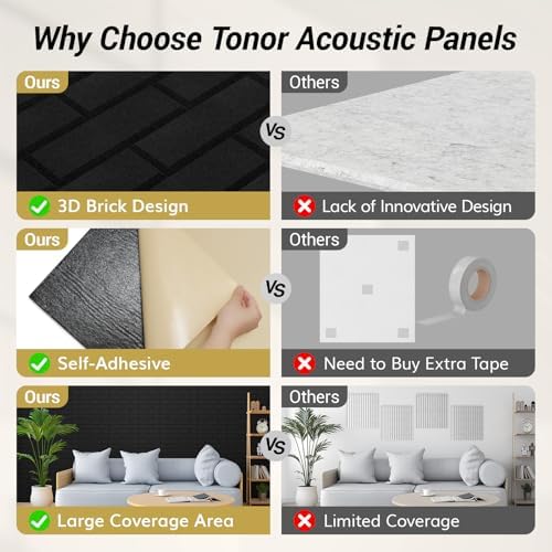 TONOR Brick Pattern Acoustic Panels, Wall Panels - Image 6
