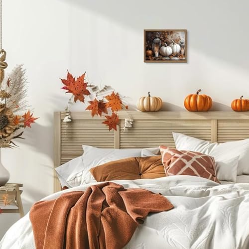 Framed Vintage Halloween Pumpkin Canvas Wall Art, Pumpkins - Image 6