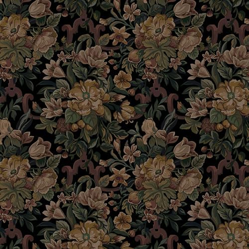 Dimoon Vintage Wallpaper Peel and Stick Archival Dark Green Floral Wallpaper by DIYYOURMOON
