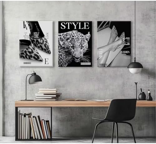 Black Leopard Wall Art Y2k Cheetah Canvas Wall Decor Fashion Trendy Posters - Image 6