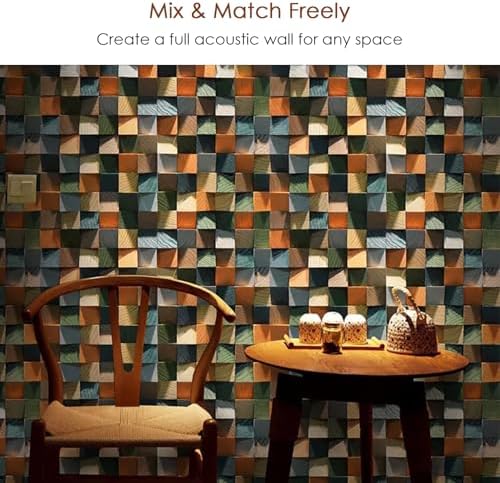 Geometric 3D Wood Wall Art Decor, 11.8"x11.8" Natural Solid Wood Mosaic Wall - Image 6