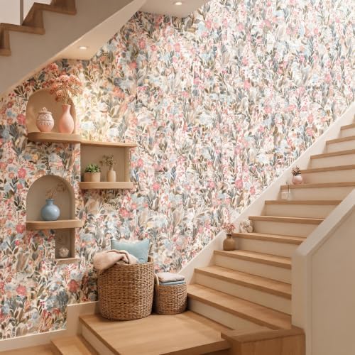 Pink Floral Drawer Liner Contact Paper Pastel Pink Blue Floral Peel and Stick - Image 4
