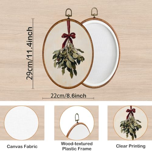 KSDUT Vintage Christmas Neutral Mistletoe Oval Wall Art 8.6"x11.4" - Image 7