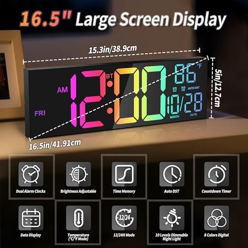 16.5" RGB Digital Wall Clock - Image 2