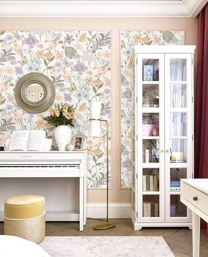 EchoSphere Light Peel and Stick Wallpaper Boho Floral Removable Wallpaper - Image 6