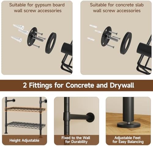 ONBRILL L2 Wall Mounted Closet System, Industrial Pipe Clothing Rack - Image 6