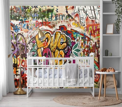 XMPMBM-Graffiti Art backsplash Large Decorative Wallpaper Colorful Alphabet - Image 3