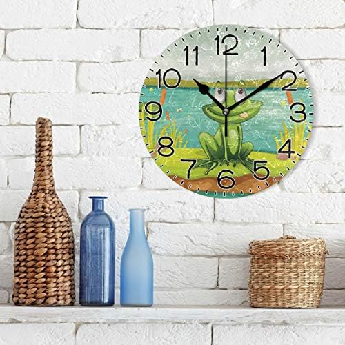 ALAZA Frog and Water Wall Clock Battery Operated Non Ticking Silent Quartz - Image 3