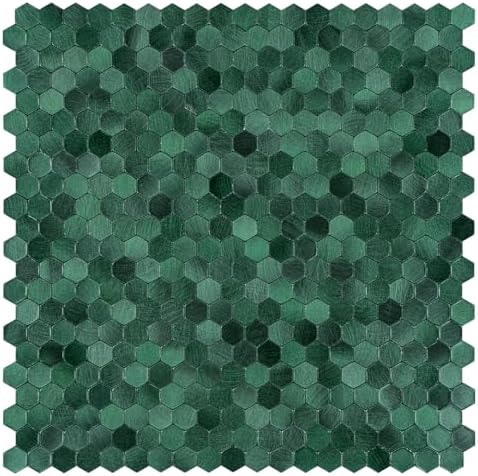 Select 5 Pack Hexagon Peel and Stick Backsplash Tiles, Hunter Green by selectlighting
