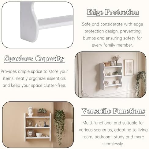 100% Solid Wood Wall Shelf 3-Tier, Vintage Shelves Wall Mounted Storage Rack - Image 6