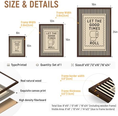 Cyebmo Funny Bathroom Wall Art, Let The Good Times Roll Toilet Paper Wall Decor - Image 7