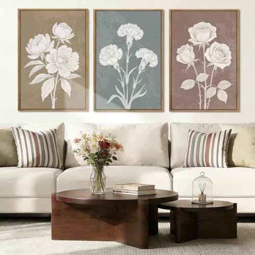 BINCUE Extra Large Neutral Botanical Wall Art Decor Floral Painting Flower Print by BINCUE