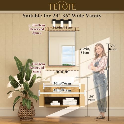 TETOTE Brushed Gold Mirror for Bathroom Sink 24" x 32" Beveled Frame Brushed - Image 6