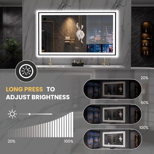 LOAAO 72"X40" LED Bathroom Mirror Black Framed - Image 3