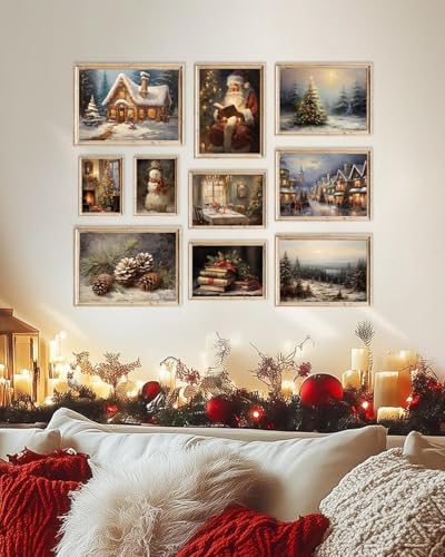 KBKBART Christmas Wall Art Prints Set of 10 Rustic Xmas Wall Decor Unframed - Image 6