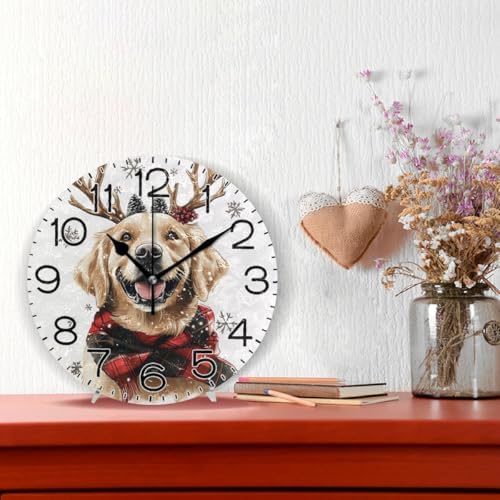 ALAZA Christmas Golden Retriever Dog Wall Clock Battery Operated Non Ticking - Image 2
