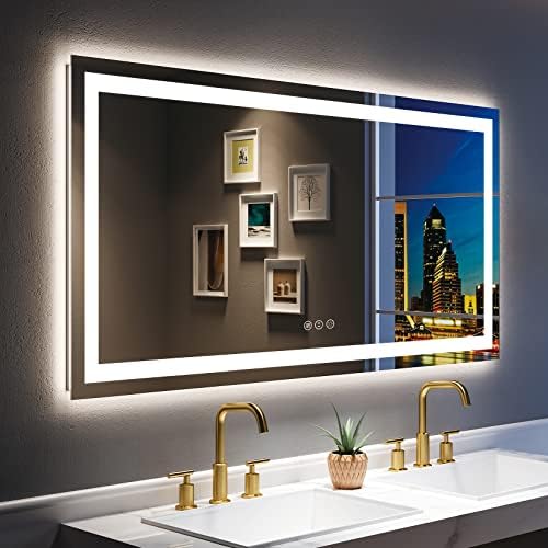 55x30 LED Bathroom Mirror with Lights, Lighted Vanity Mirror by YEELAIT