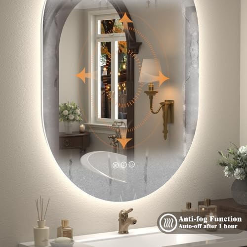 40x24 Inch Oval Backlit LED Bathroom Mirror - Image 4
