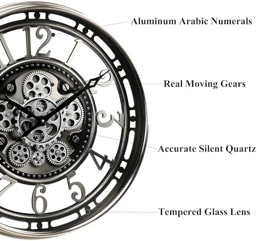 CLXEAST 21" Large Moving Gear Wall Clock - Image 2