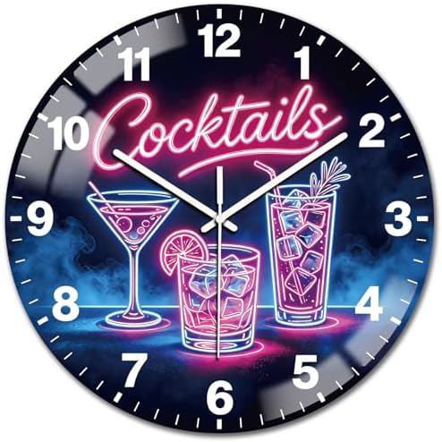 peacoblue Neon Cocktail Wall Clocks Battery Operated by PEACOBLUE