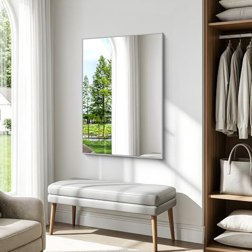 BONEWEI Silver Bathroom Mirror, 30x42 inch Wall Mirror - Image 5