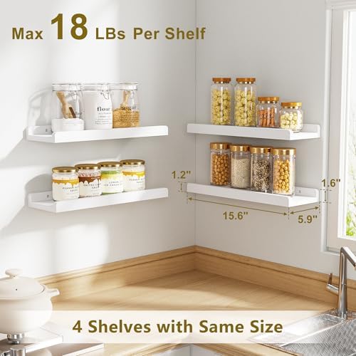 Love-KANKEI 15.6" White Floating Wall Shelves - Image 3