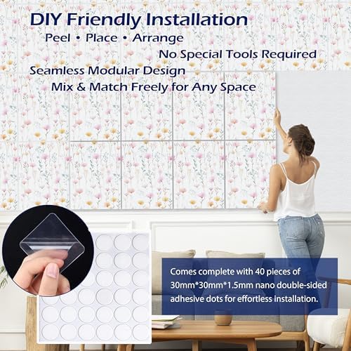 PINWELIFE® Acoustic Art Tiles – 8-Pack 12"x16" Sound Absorbing Panels, Seamless - Image 3