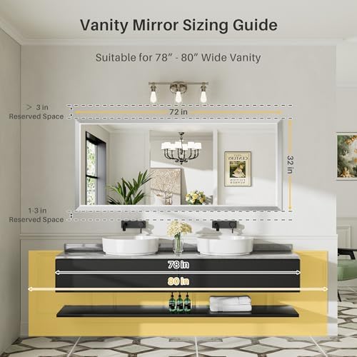 Briivue Bathroom Wall Mirror, 72x32 Inch - Image 2