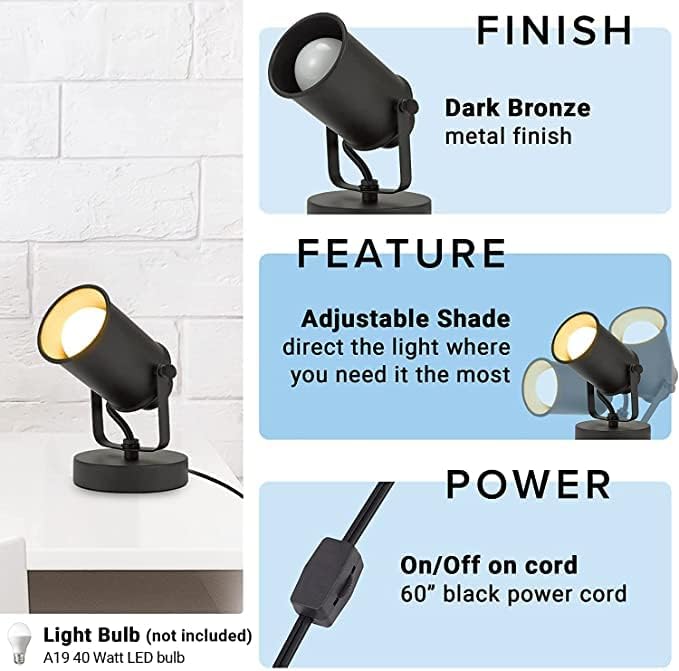 Industrial Wall Lamp with Plug in Cord, Adjustable Retro Black Wall Lamp - Image 2