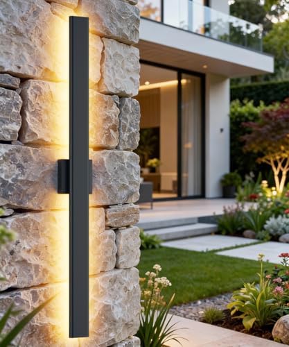 Aipsun 47.2" LED Outdoor Wall Light, Modern Black Exterior Lighting Fixture - Image 2