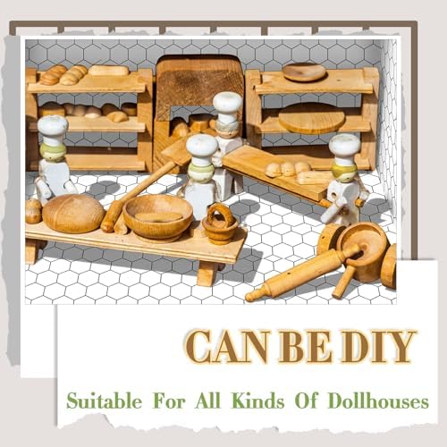 Flutesan 12 Pcs Miniature Dollhouse Wallpaper, Hexagonal Grid - Image 4