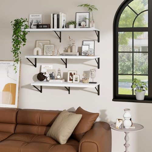 Deep Wall Shelves 48"W x 12"D Engineered Wood Floating Shelves - Image 4