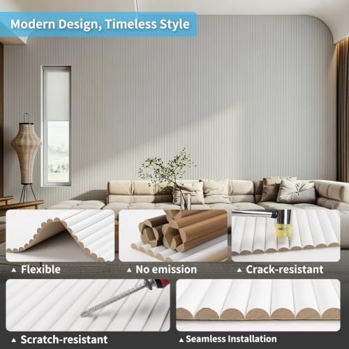 Art3d Roll-Flat Beaded Wood Slat Wall Panel, 94.5 x 23.6 in - Image 5