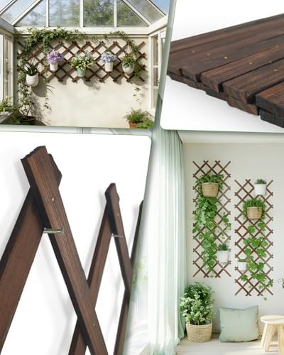 2 Pack Expandable Wooden Lattice Fence Panel, 3.2 x 6.1 Ft - Image 2
